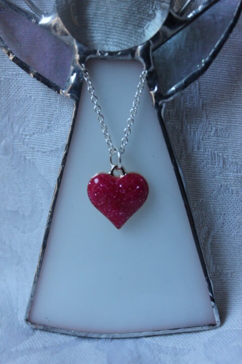Valentine Pink Sparkle Heart Angel