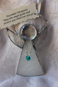 December Crystal Heart Stained Glass Angel