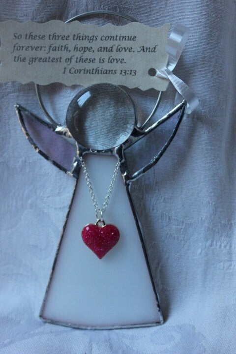 Valentine Pink Sparkle Heart Angel