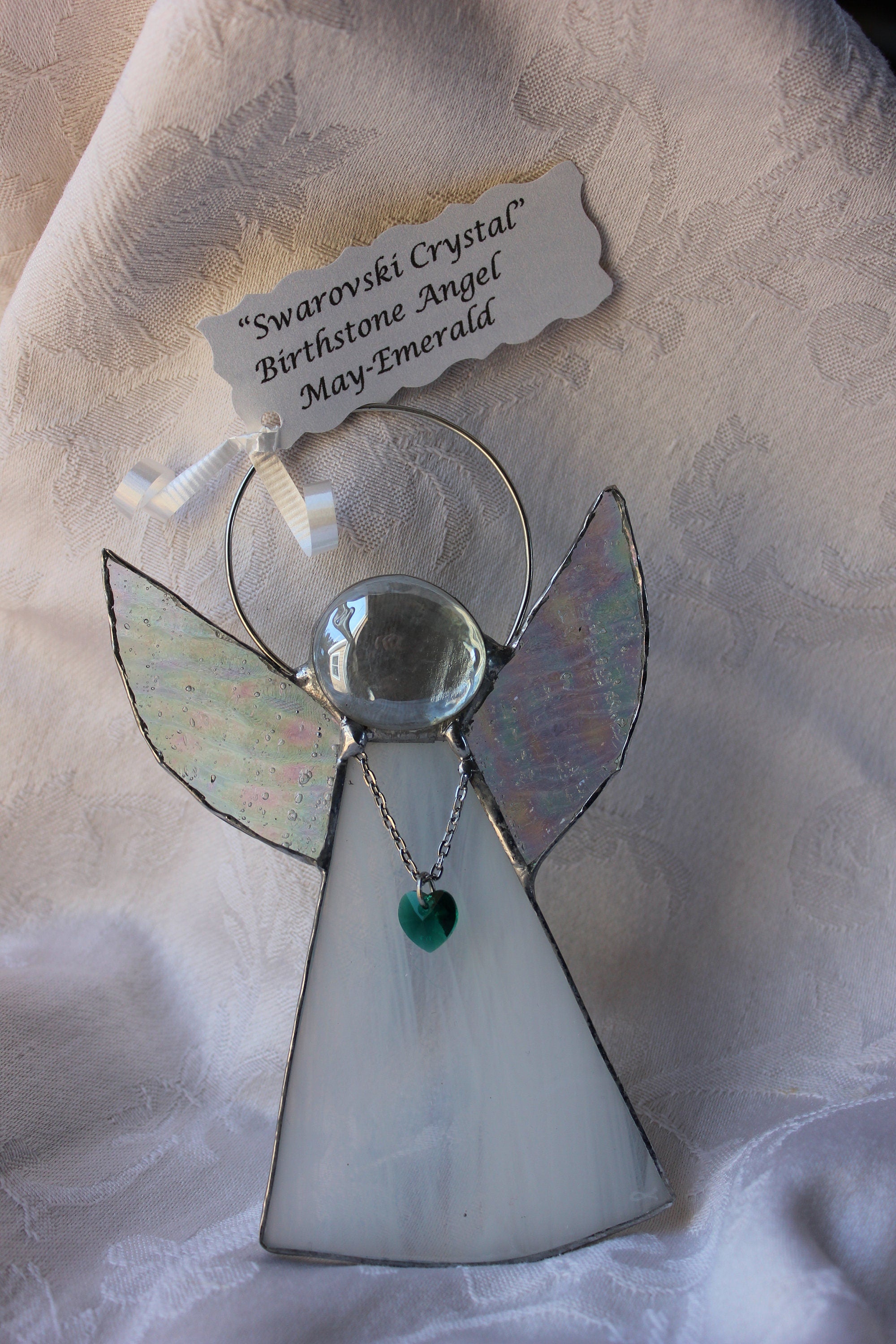 May Crystal Heart Stained Glass Angel